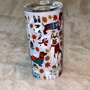 Clementine Paper Inc Dog Tweed Travel "Fall Dogs" Cup 20oz Tumbler With Lid #880